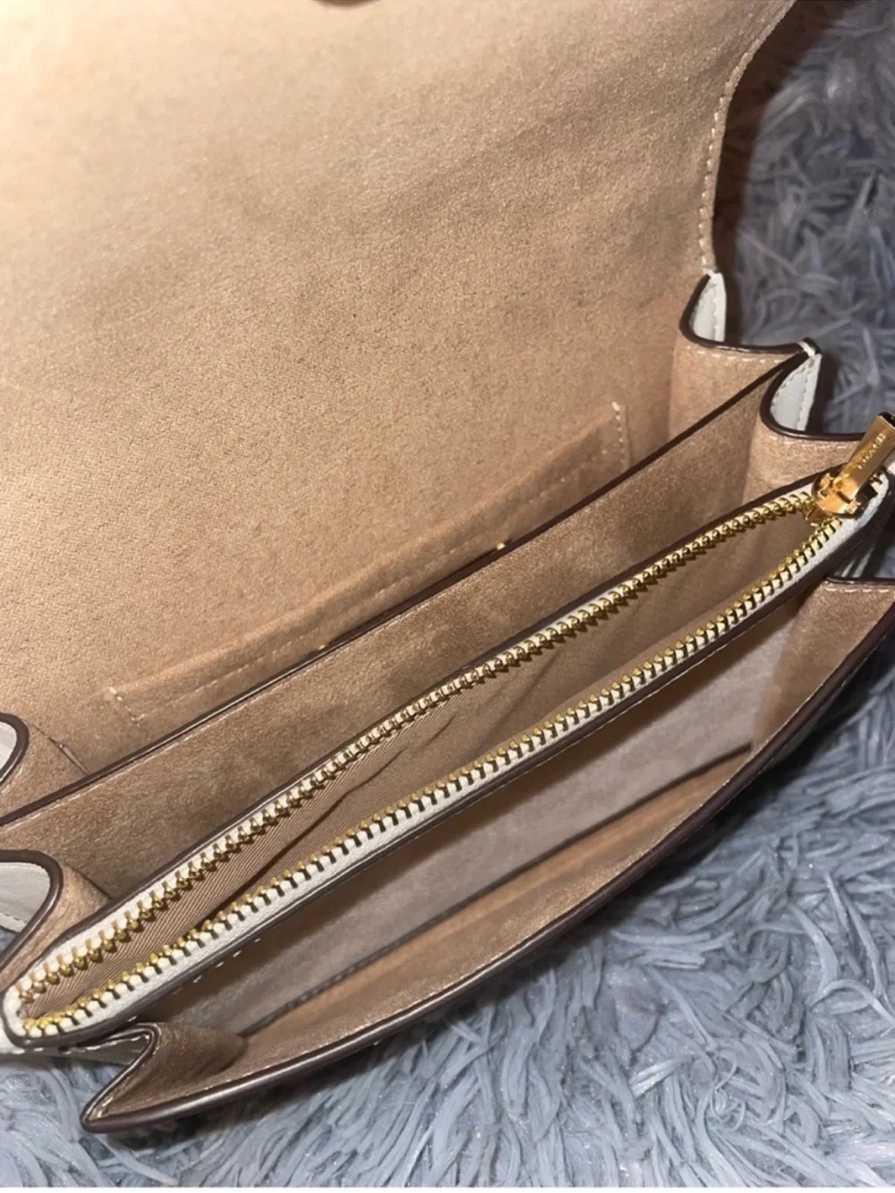 Coach Cream and Gold Signature Leather Shoulder Bag